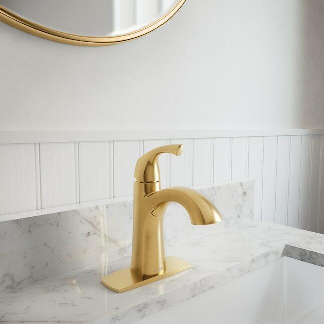 MOEN Lindor 84505BG Single Hole 1-Handle High-Arc Bathroom Sink Faucet in Brushed Gold