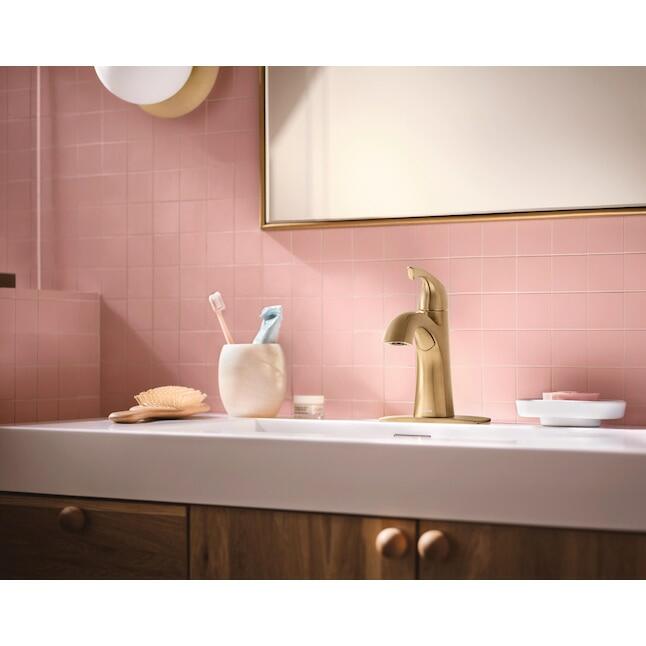 MOEN Lindor 84505BG Single Hole 1-Handle High-Arc Bathroom Sink Faucet in Brushed Gold