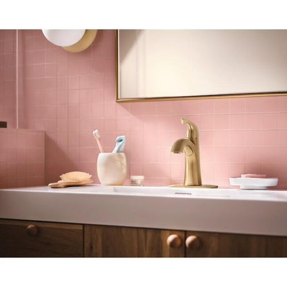 MOEN Lindor 84505BG Single Hole 1-Handle High-Arc Bathroom Sink Faucet in Brushed Gold