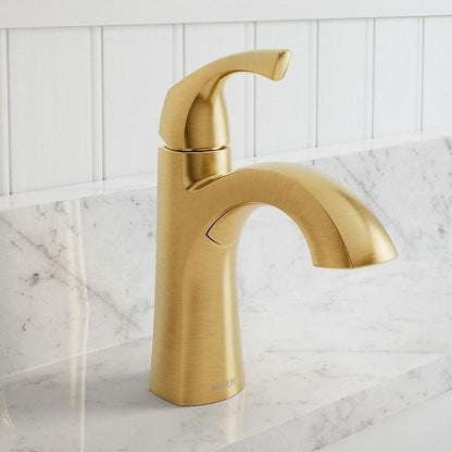 MOEN Lindor 84505BG Single Hole 1-Handle High-Arc Bathroom Sink Faucet in Brushed Gold