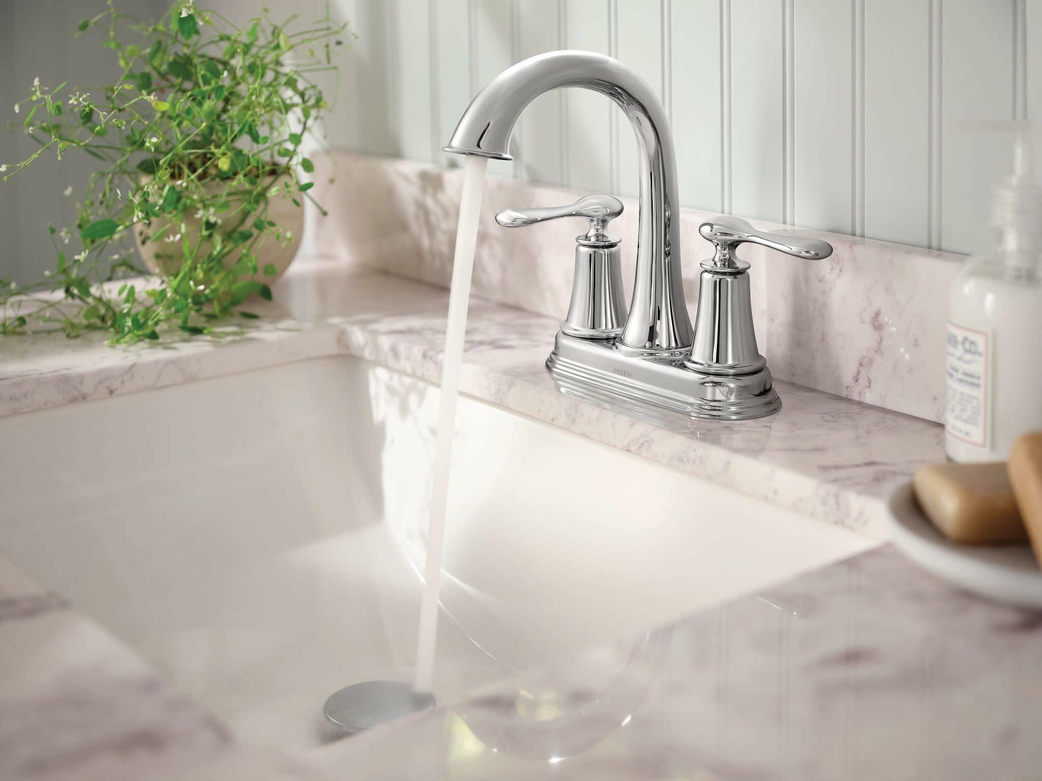 MOEN Ellicott 84092 Two-Handle Centerset Bathroom Faucet in Chrome (Drain Included)