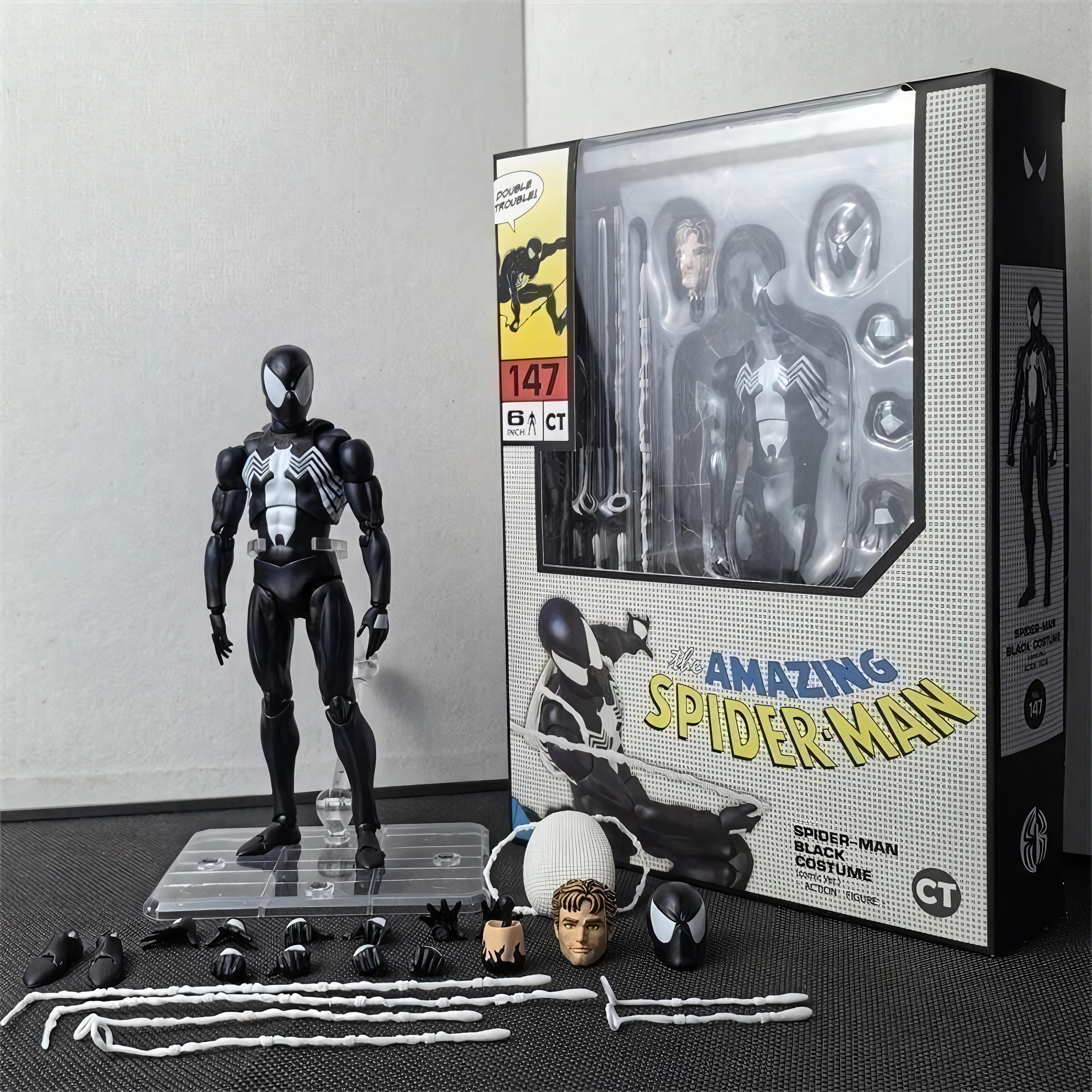CT Toys Spider-Man Black Costume Spiderman 6" Action Figure Toy Mafex 