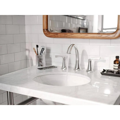 MOEN Korek 84468 Widespread Double Handle High-Arc Bathroom Faucet with Valve in Chrome