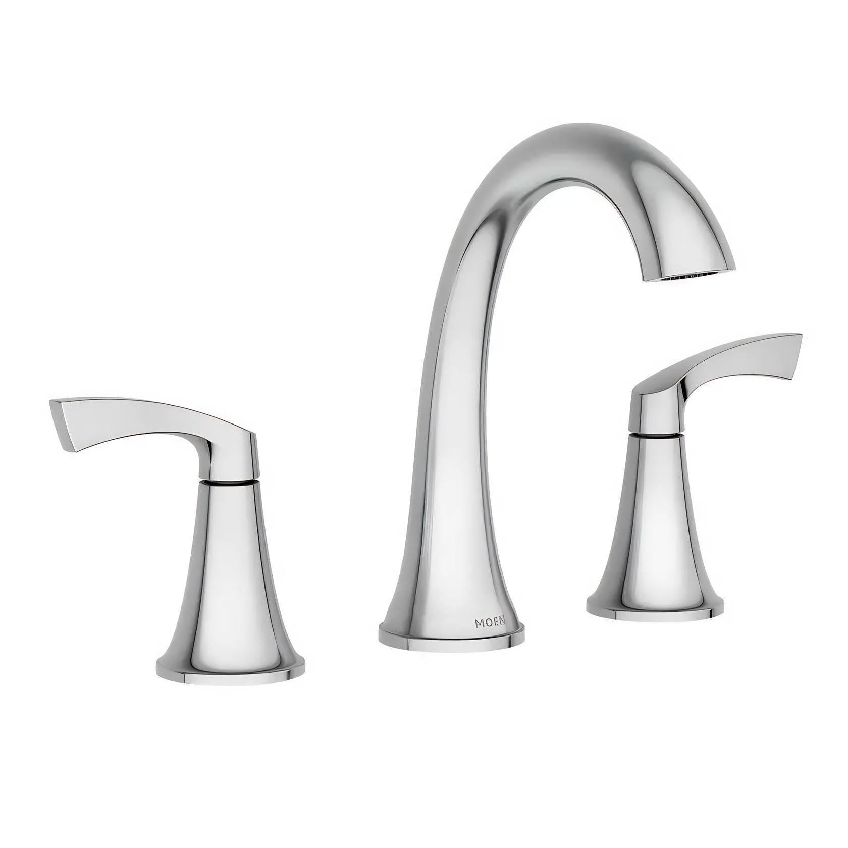 MOEN Korek 84468 Widespread Double Handle High-Arc Bathroom Faucet with Valve in Chrome