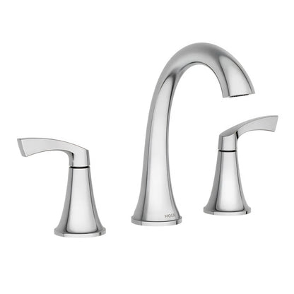 MOEN Korek 84468 Widespread Double Handle High-Arc Bathroom Faucet with Valve in Chrome