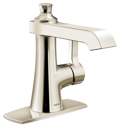 MOEN Flara S6981NL 1.2 GPM One-Handle Bathroom Faucet in Nickel (Drain Included)