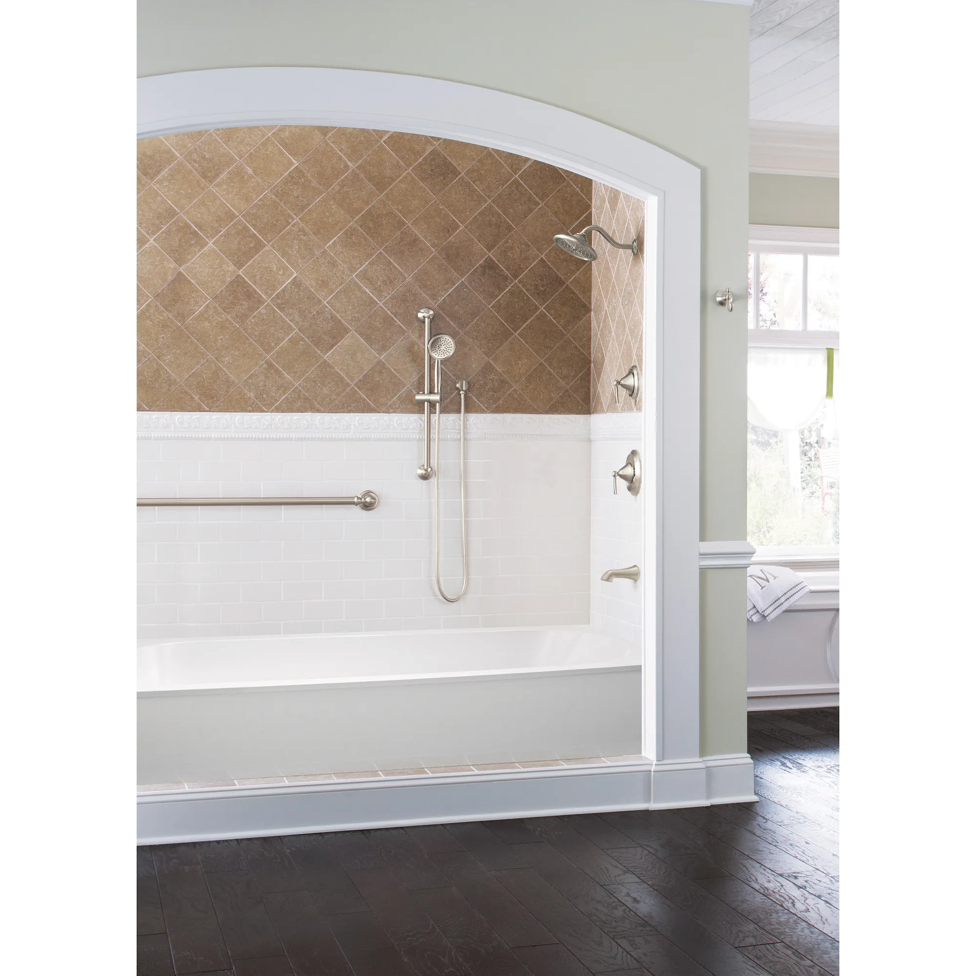 MOEN Wynford 195386BN Replacement Tub Non-Diverter Spout 1/2-Inch Slip Fit Connection in Brushed Nickel