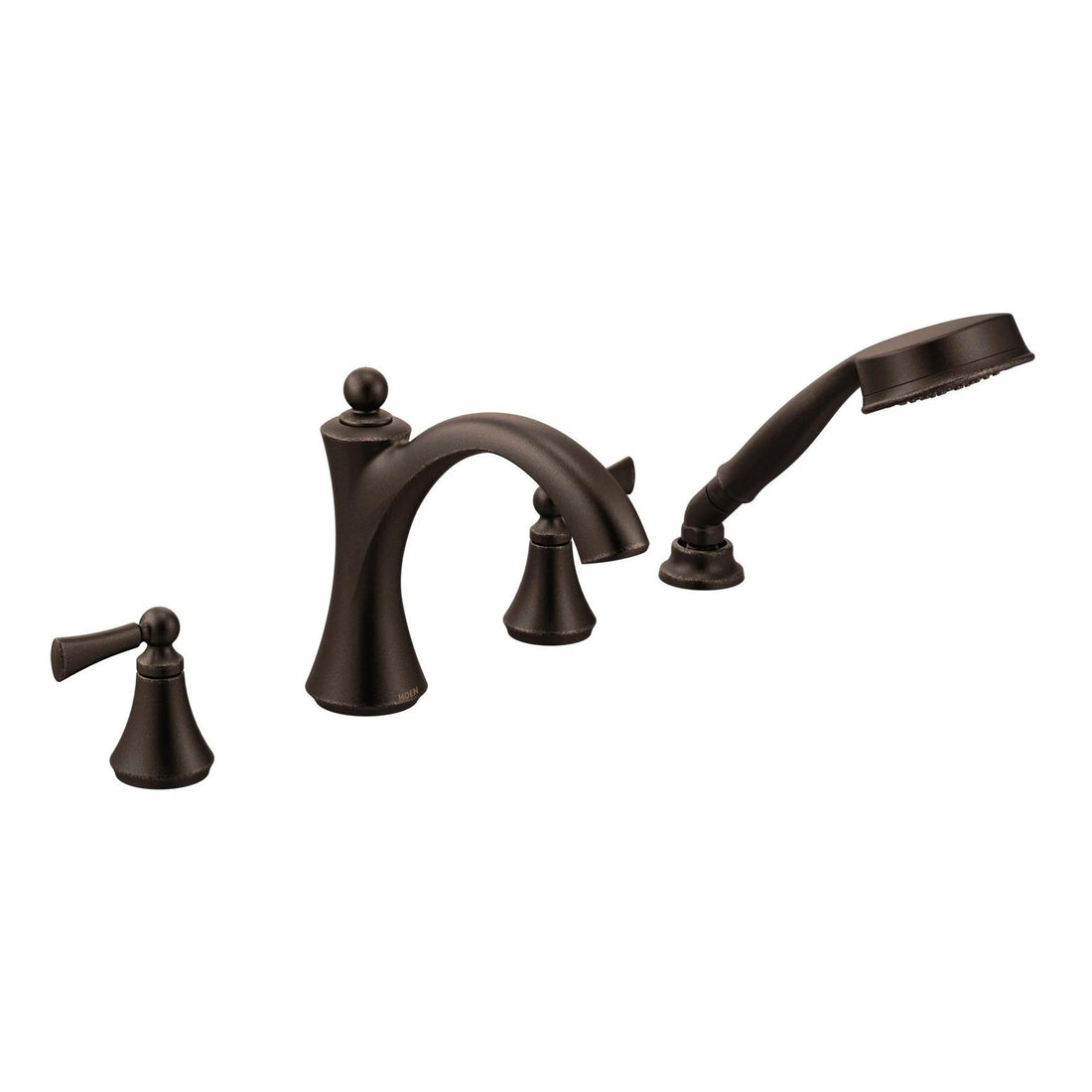 MOEN Wynford T654ORB Two-Handle Diverter Roman Tub Faucet Includes Hand Shower Trim Only in Oil Rubbed Bronze